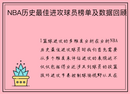 NBA历史最佳进攻球员榜单及数据回顾